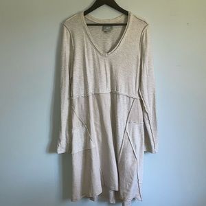 Anthropologie Maeve V Neck off-white Cotton Casual mid length Dress - L